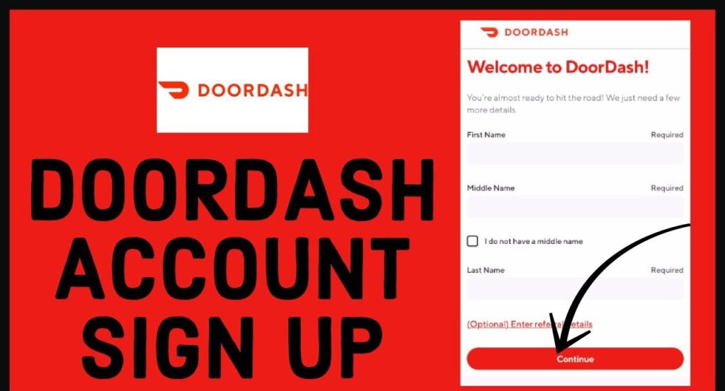 Account sign up of How to Delete Doordash Account