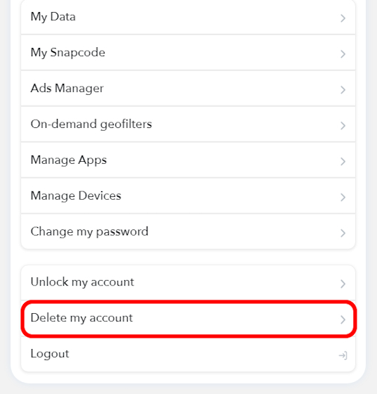 Delete-Snapchat-account