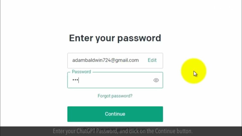 Enter your password and click Continue