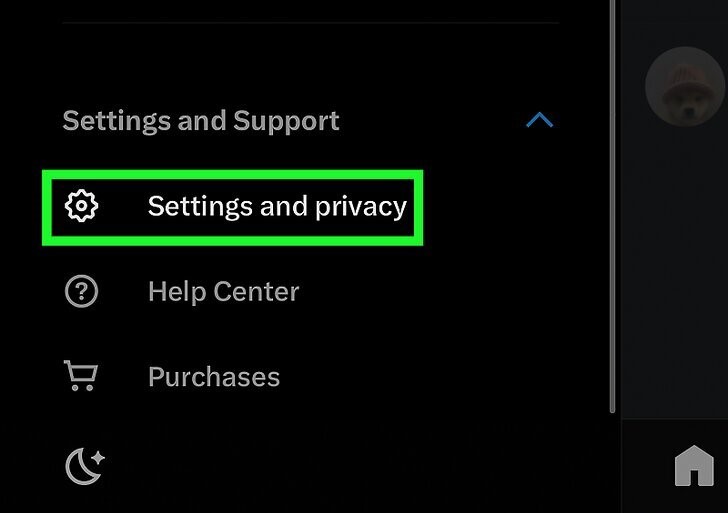 Tap Settings and privacy